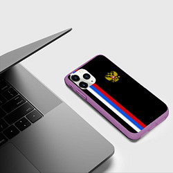Чехол iPhone 11 Pro матовый Россия: Линия триколор, цвет: 3D-фиолетовый — фото 2