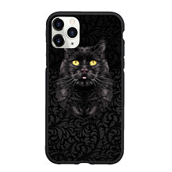 Чехол iPhone 11 Pro матовый Чёрный котик, цвет: 3D-черный