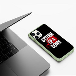 Чехол iPhone 11 Pro матовый System of a Down Blood, цвет: 3D-салатовый — фото 2