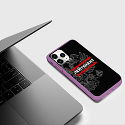 Чехол iPhone 11 Pro матовый Лейтенант: герб РФ, цвет: 3D-фиолетовый — фото 2