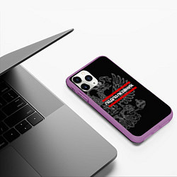 Чехол iPhone 11 Pro матовый Подполковник: герб РФ, цвет: 3D-фиолетовый — фото 2