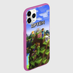 Чехол iPhone 11 Pro матовый Майнкрафт: Артём, цвет: 3D-фиолетовый — фото 2