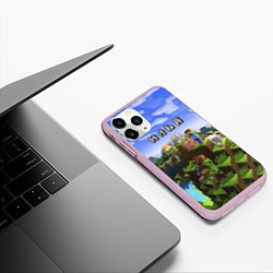 Чехол iPhone 11 Pro матовый Майнкрафт: Илья, цвет: 3D-розовый — фото 2
