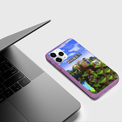 Чехол iPhone 11 Pro матовый Майнкрафт: Павел, цвет: 3D-фиолетовый — фото 2