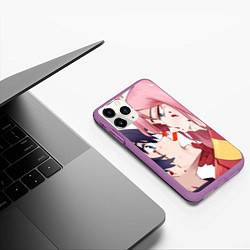 Чехол iPhone 11 Pro матовый Darling in the FranXX, цвет: 3D-фиолетовый — фото 2