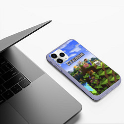 Чехол iPhone 11 Pro матовый Майнкрафт: Степан, цвет: 3D-светло-сиреневый — фото 2
