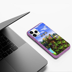 Чехол iPhone 11 Pro матовый Майнкрафт: Лев, цвет: 3D-фиолетовый — фото 2