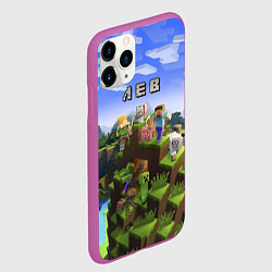 Чехол iPhone 11 Pro матовый Майнкрафт: Лев, цвет: 3D-фиолетовый — фото 2