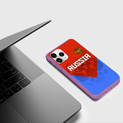 Чехол iPhone 11 Pro матовый Russia Red & Blue, цвет: 3D-фиолетовый — фото 2