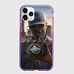 Чехол iPhone 11 Pro матовый Watch Dogs Man, цвет: 3D-фиолетовый