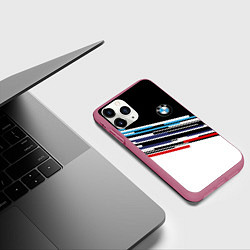 Чехол iPhone 11 Pro матовый BMW BRAND COLOR БМВ, цвет: 3D-малиновый — фото 2