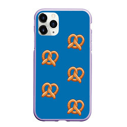 Чехол iPhone 11 Pro матовый Любитель крендельков, цвет: 3D-светло-сиреневый