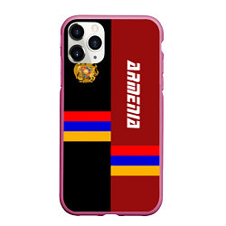 Чехол iPhone 11 Pro матовый Armenia, цвет: 3D-малиновый