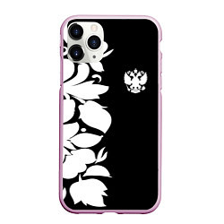 Чехол iPhone 11 Pro матовый Russia: B&W Floral, цвет: 3D-розовый