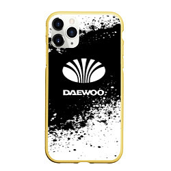 Чехол iPhone 11 Pro матовый Daewoo: Black Spray, цвет: 3D-желтый