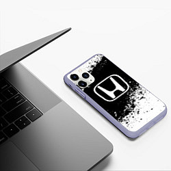 Чехол iPhone 11 Pro матовый Honda: Black Spray, цвет: 3D-светло-сиреневый — фото 2