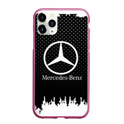 Чехол iPhone 11 Pro матовый Mercedes-Benz: Black Side, цвет: 3D-малиновый
