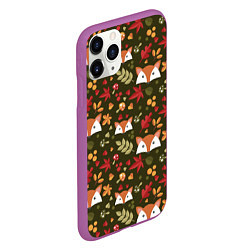 Чехол iPhone 11 Pro матовый Осенние лисички, цвет: 3D-фиолетовый — фото 2