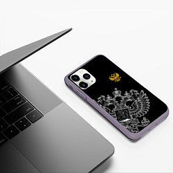 Чехол iPhone 11 Pro матовый Russia: Black Edition, цвет: 3D-серый — фото 2