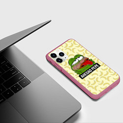 Чехол iPhone 11 Pro матовый Ahegao Pepe, цвет: 3D-малиновый — фото 2