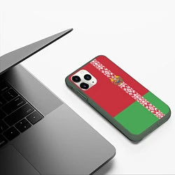 Чехол iPhone 11 Pro матовый Беларусь, цвет: 3D-темно-зеленый — фото 2