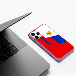 Чехол iPhone 11 Pro матовый Russia: Geometry Tricolor, цвет: 3D-фиолетовый — фото 2