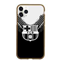 Чехол iPhone 11 Pro матовый FC Barcelona: Black Style, цвет: 3D-коричневый