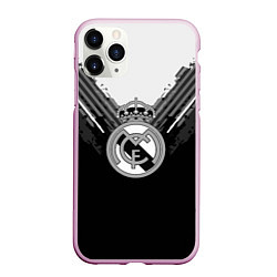 Чехол iPhone 11 Pro матовый FC Real Madrid: Black Style, цвет: 3D-розовый