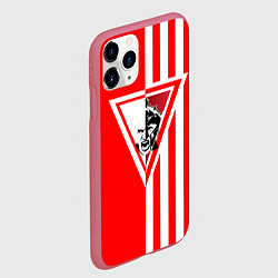 Чехол iPhone 11 Pro матовый Красно-белый воин, цвет: 3D-малиновый — фото 2