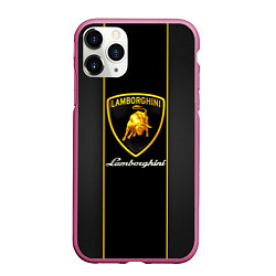 Чехол iPhone 11 Pro матовый Lamborghini Luxury, цвет: 3D-малиновый