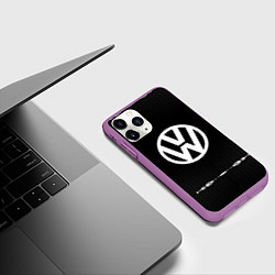 Чехол iPhone 11 Pro матовый Volkswagen: Black Abstract, цвет: 3D-фиолетовый — фото 2