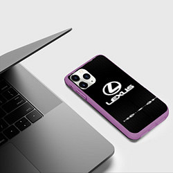 Чехол iPhone 11 Pro матовый Lexus: Black Abstract, цвет: 3D-фиолетовый — фото 2