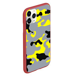 Чехол iPhone 11 Pro матовый Yellow & Grey Camouflage, цвет: 3D-красный — фото 2