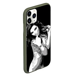 Чехол iPhone 11 Pro матовый Sexy Girl: Black & White, цвет: 3D-темно-зеленый — фото 2