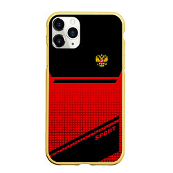 Чехол iPhone 11 Pro матовый Russia: Red Sport, цвет: 3D-желтый