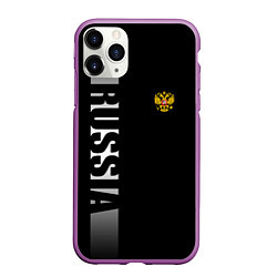 Чехол iPhone 11 Pro матовый Russia: Black Line, цвет: 3D-фиолетовый