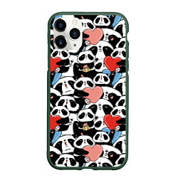 Чехол iPhone 11 Pro матовый Funny Pandas, цвет: 3D-темно-зеленый