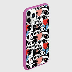 Чехол iPhone 11 Pro матовый Funny Pandas, цвет: 3D-фиолетовый — фото 2