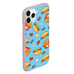 Чехол iPhone 11 Pro матовый Yum Fast Food, цвет: 3D-розовый — фото 2