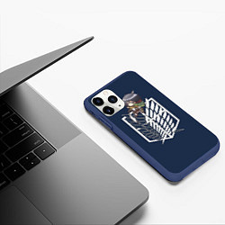 Чехол iPhone 11 Pro матовый Микаса Аккерман чибик, цвет: 3D-тёмно-синий — фото 2