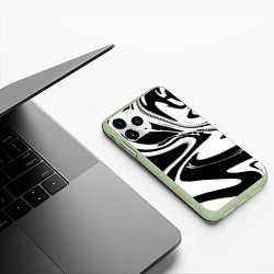 Чехол iPhone 11 Pro матовый Черный акрил, цвет: 3D-салатовый — фото 2