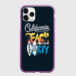 Чехол iPhone 11 Pro матовый California Beach, цвет: 3D-фиолетовый