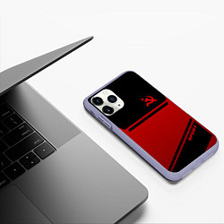 Чехол iPhone 11 Pro матовый USSR: Black Sport, цвет: 3D-светло-сиреневый — фото 2