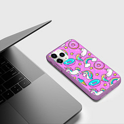 Чехол iPhone 11 Pro матовый Сказочные единороги, цвет: 3D-фиолетовый — фото 2