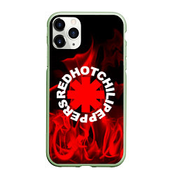 Чехол iPhone 11 Pro матовый RHCP: Red Flame, цвет: 3D-салатовый