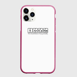 Чехол iPhone 11 Pro матовый Sarcasm хим элемент надпись, цвет: 3D-малиновый