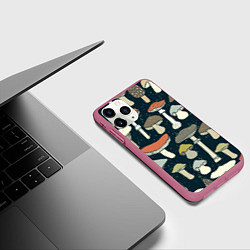 Чехол iPhone 11 Pro матовый Грибной лес, цвет: 3D-малиновый — фото 2
