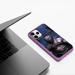 Чехол iPhone 11 Pro матовый God of War: Kratos, цвет: 3D-фиолетовый — фото 2