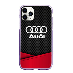 Чехол iPhone 11 Pro матовый Audi: Grey Carbon, цвет: 3D-светло-сиреневый