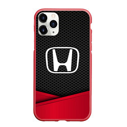 Чехол iPhone 11 Pro матовый Honda: Grey Carbon, цвет: 3D-красный